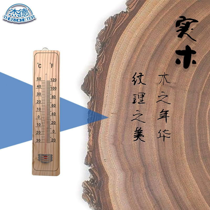Деревянный стеклянный термометр для использования в помещении, деревянный термометр для настенного крепления, точное измерение температуры с постоянной шкалой температур.