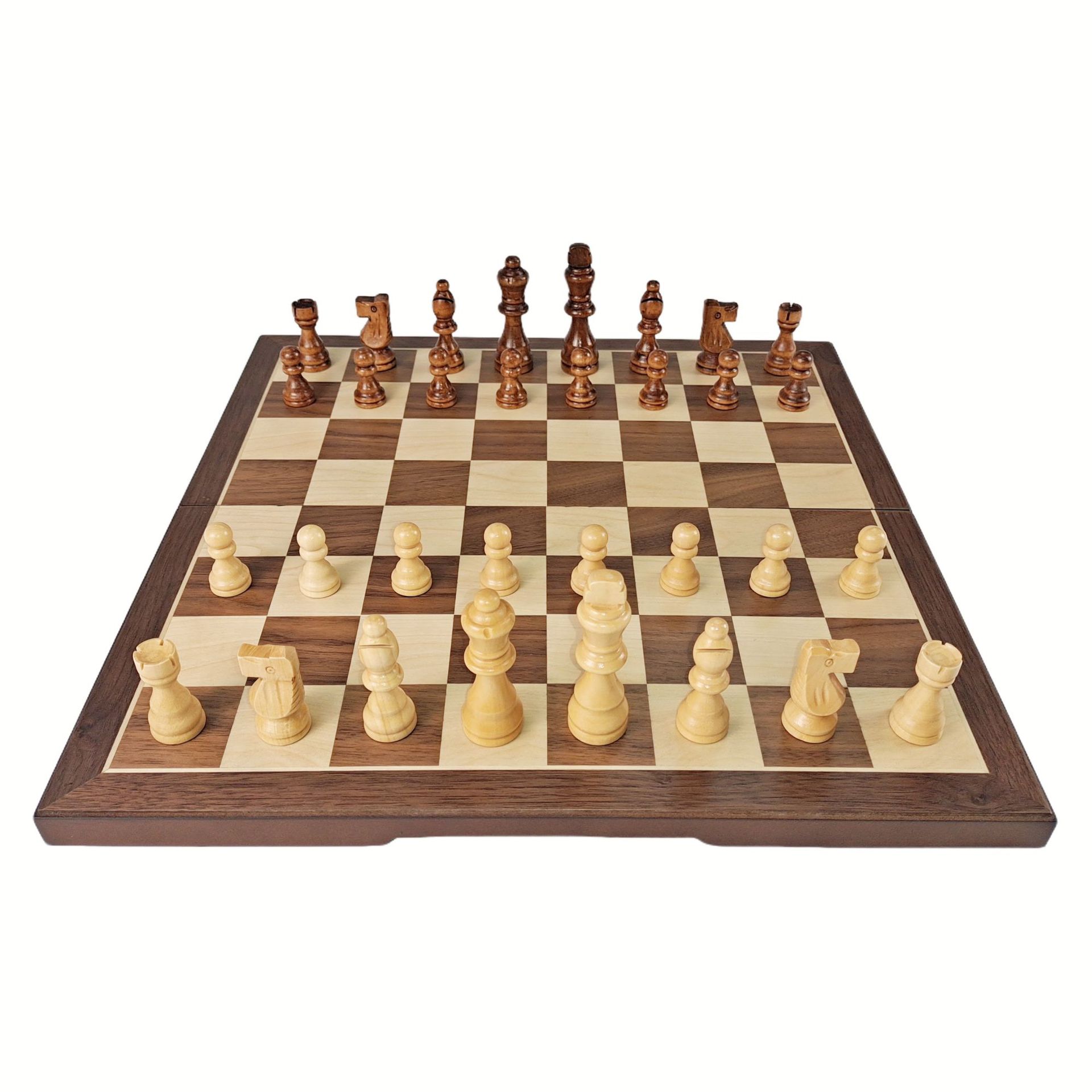 Juego de ajedrez de madera maciza de madera tablero de ajedrez de madera plegable portátil con tablero magnético juego de rompecabezas para niños
