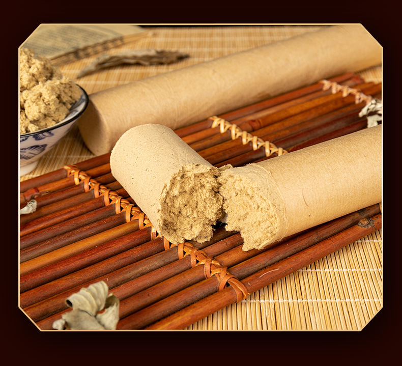 40:1 Moxa Sticks 3cm Thick Hand-Rolled Golden Moxa Wool Ai Tiao for Moxibustion Home and Clinic Use 20cm in use