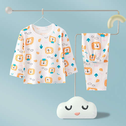 Children's clothing, children's home clothes, long-sleeved baby cotton suits, summer thin girls' air-conditioning clothes, men's boneless baby pajamas