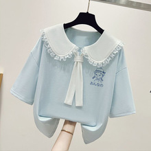 女大童短袖t恤夏季2025新款女童初中生夏装polo衫小女孩洋气上衣