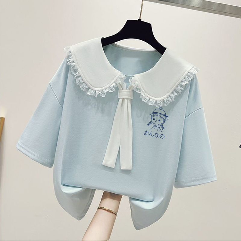 女大童短袖t恤夏季2025新款女童初中生夏装polo衫小女孩洋气上衣