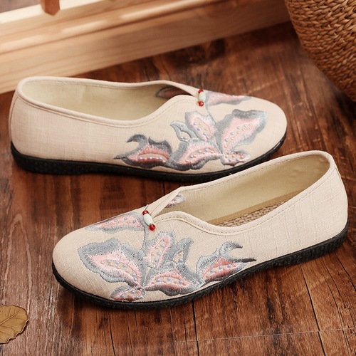 Old Beijing cloth shoes for women shoes and cotton and the old man quietly elegant mother single shoes embroidered shoes shoes in the spring and autumn grandma