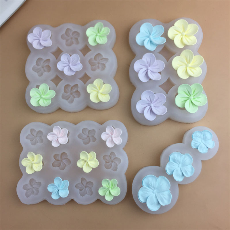 DIY3连五瓣花朵大中小号花朵硅胶模具翻糖蛋糕花朵滴胶点心装饰模|undefined