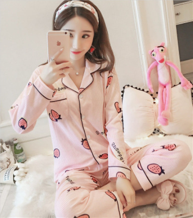 Nuevas celebridades de Internet ins viento primavera otoño pijamas mujeres de manga larga versión coreana japonesa dulce y lindo traje de servicio a domicilio de confinamiento