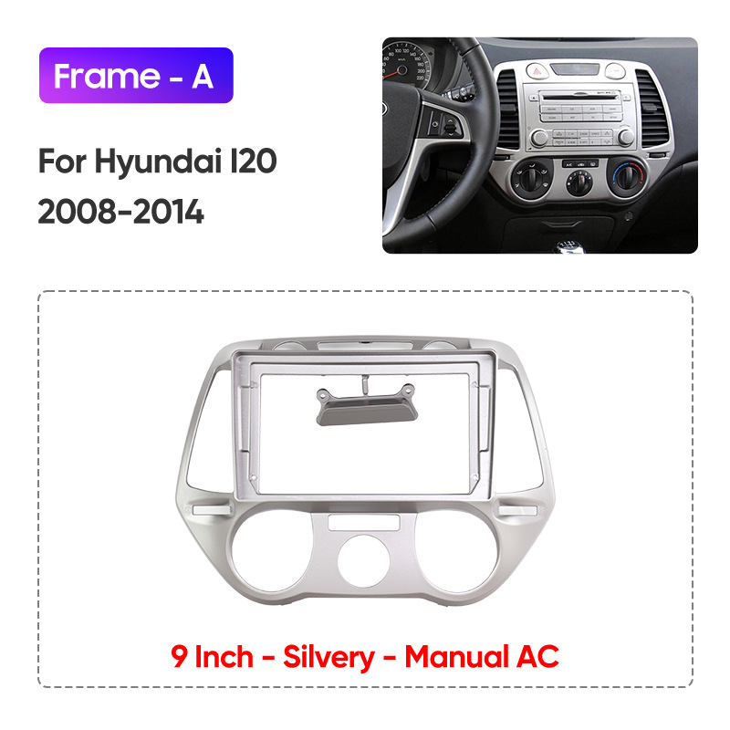 Car Central Control Large Screen Navigation Silver Face Frame Versatile Frame Modification Panel Suitable for Hyundai/I-20 Hyundai