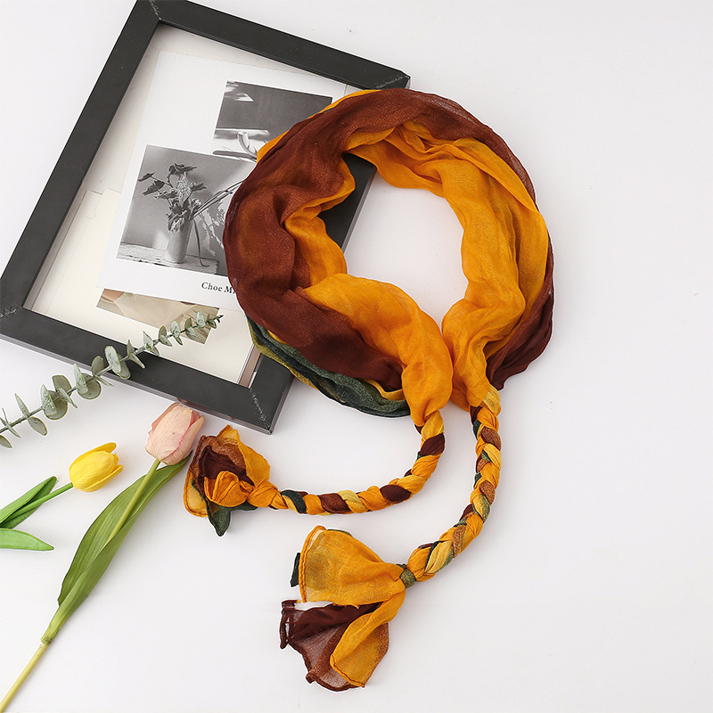 Chal para mujer, verano de moda, nuevo estilo, chal de giro pequeño, bufanda, toalla de seda con protección solar teñida personalizada, pañuelo en la cabeza, bufanda