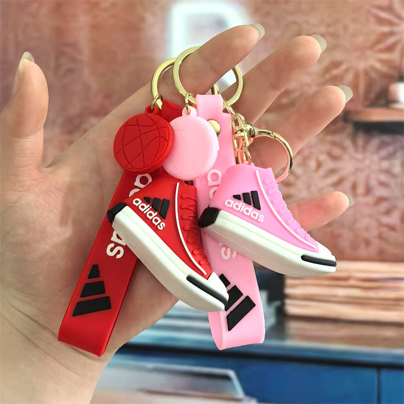 Cartoon 3D Basketball Shoe Keychain Creative Car Bag Keychain Pendant Pvc Figurine Wholesale Sports