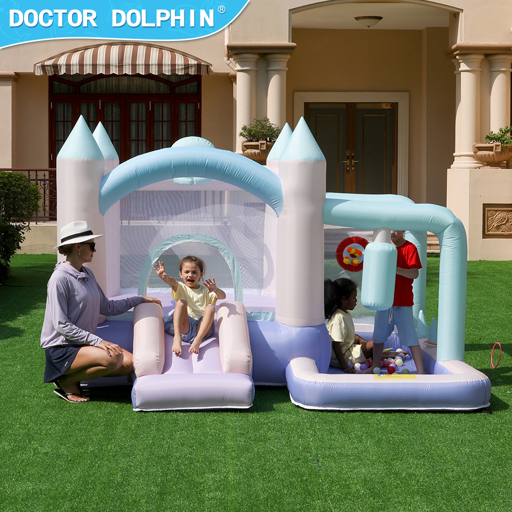 Doctor Pig pequeño castillo infláble para niños trampolín casero combinación diapositiva parque infantil interior y exterior castillo infláble