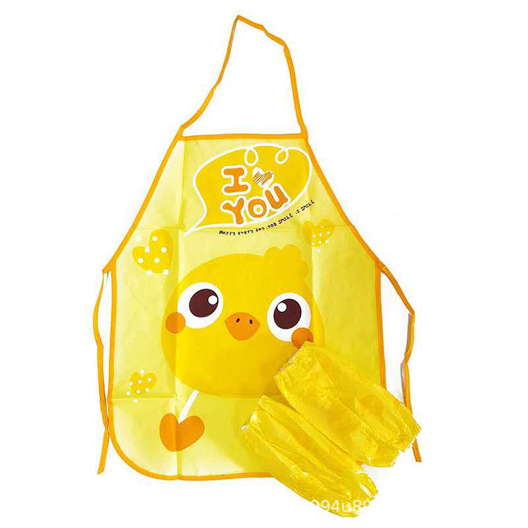 어린이 앞치마 + 소매 _ 노란색 치킨