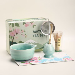 NEW抹茶セット 陶磁器結晶釉氷花模様抹茶碗 抹茶セット 抹茶碗セット