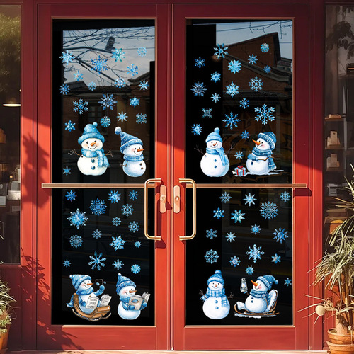 Christmas decoration electrostatic stickers glass door stickers shop window Santa Claus snowman window grilles