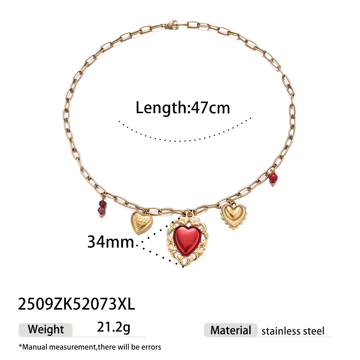 Collar de acero inoxidable para mujeres no se desvanece, colgante de amor rojo, cadena de clavícula, venta caliente transfronteriza para mujeres image 7