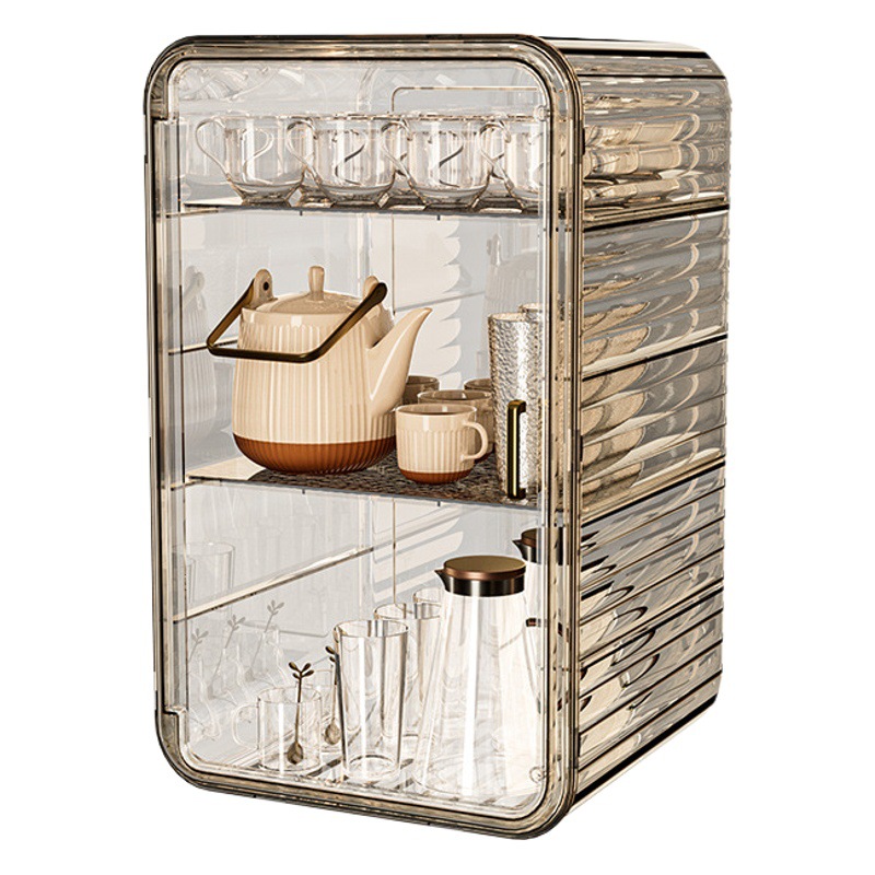 Taza de té bandeja de té taza de agua bandeja hogar sala de estar mesa de café juego de té taza de té gabinete de almacenamiento de doble capa