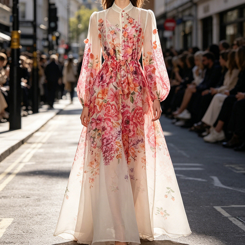 2026 New Style Holiday-Style Floral Tassel Flowing Design Women's Large Flared Ultra-Long Dress 2026 New Style Holiday-Style Floral Tassel Flowing Design Women's Large Flared Ultra-Long Dress