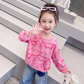 女小中童卫衣春秋季2026新款儿童洋气时髦宝宝长袖宽松打底衫上衣