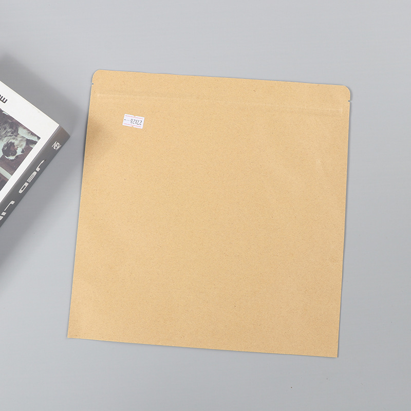 Spot bolsa de papel kraft con ventana transparente bolsa de embalaje de alimentos autosellada autoportante bolsa de té sellada de ocho lados fácil de rasgar