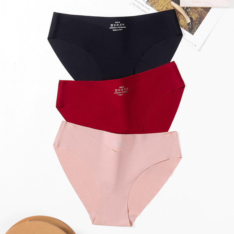 Cross-border new V-cut ice silk seamless underwear women's fashion briefs breathable fabric women's plus size pants HOT Cross-border new V-cut ice silk seamless underwear women's fashion briefs breathable fabric women's plus size pants HOT