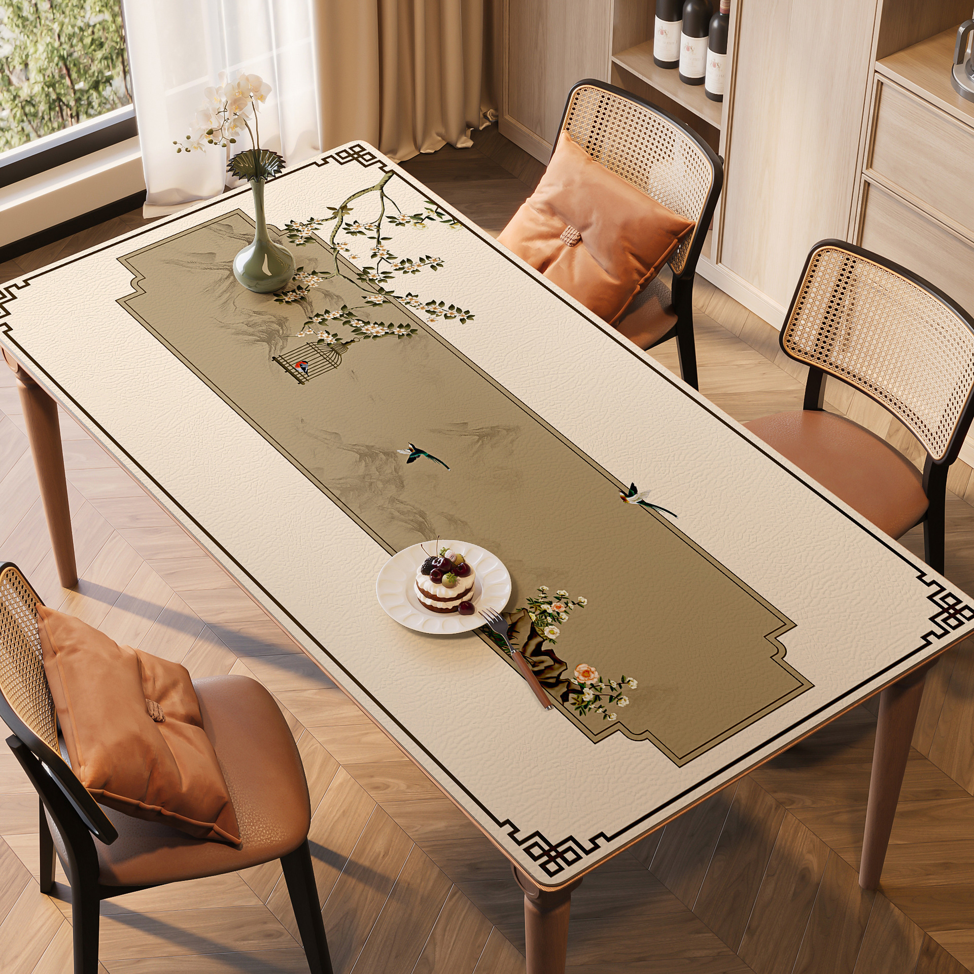 Alta sensación de toallas de mesa de estilo medieval almohadilla de mesa impermeable a prueba de agua a prueba de aceite a prueba de quemaduras sin lavado almohadilla de mesa de té retro almohadilla de protección de escritorio