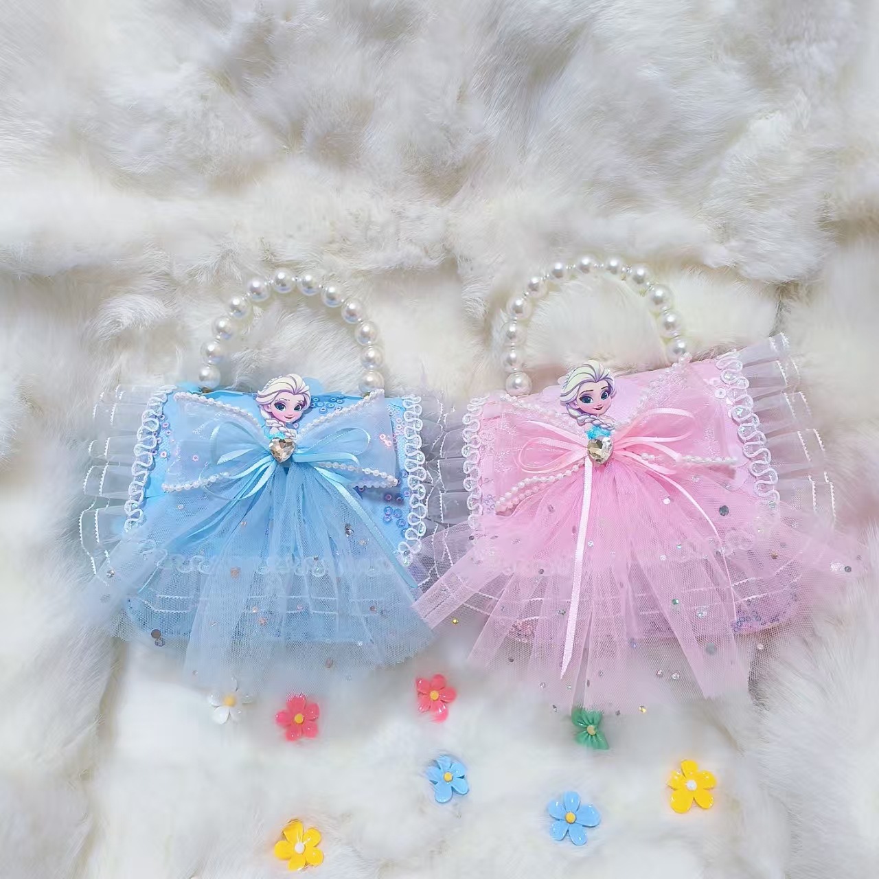 Bolso de perla arco princesa Elsa cambio bolso accesorios bolso de Año Nuevo para chicas bolso de dibujos animados bolso cuadrado