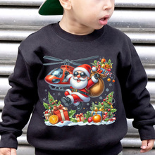 ebay速卖通热销男童卫衣 乘飞机派送礼物的圣诞老人图案印花 上衣