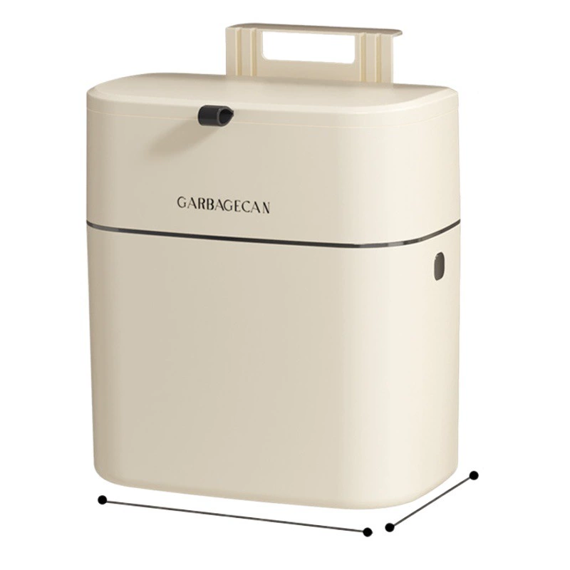 [Стракто выбранное] Кухонное подвесное мусорное ведро, бытовой кремово-белый бесшовный шкаф с наклейками, корзина для мусора с крышкой, настенная подвесная бытовая техника
