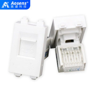 Aosheng 128 type ground plug module with protective door voice phone socket RJ11 module 4 core module accessories