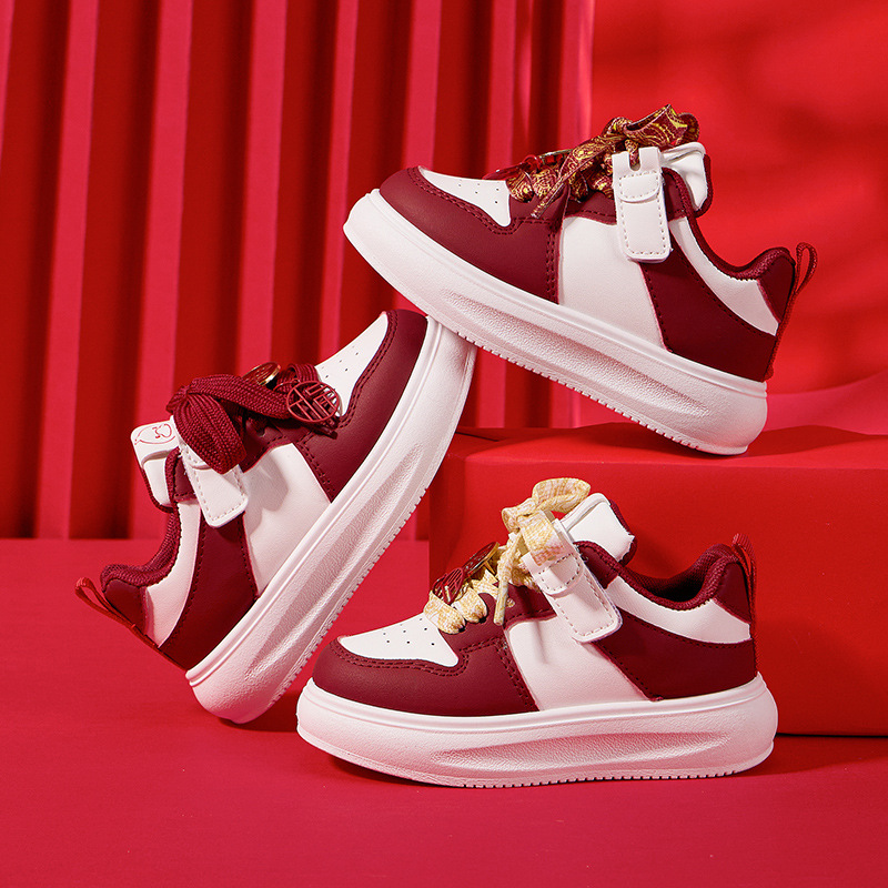 Año Nuevo niños invierno cuero impermeable zapatos deportivos para niños y niñas con terciero calentamiento para niños pequeños y medianos zapatos de corrida