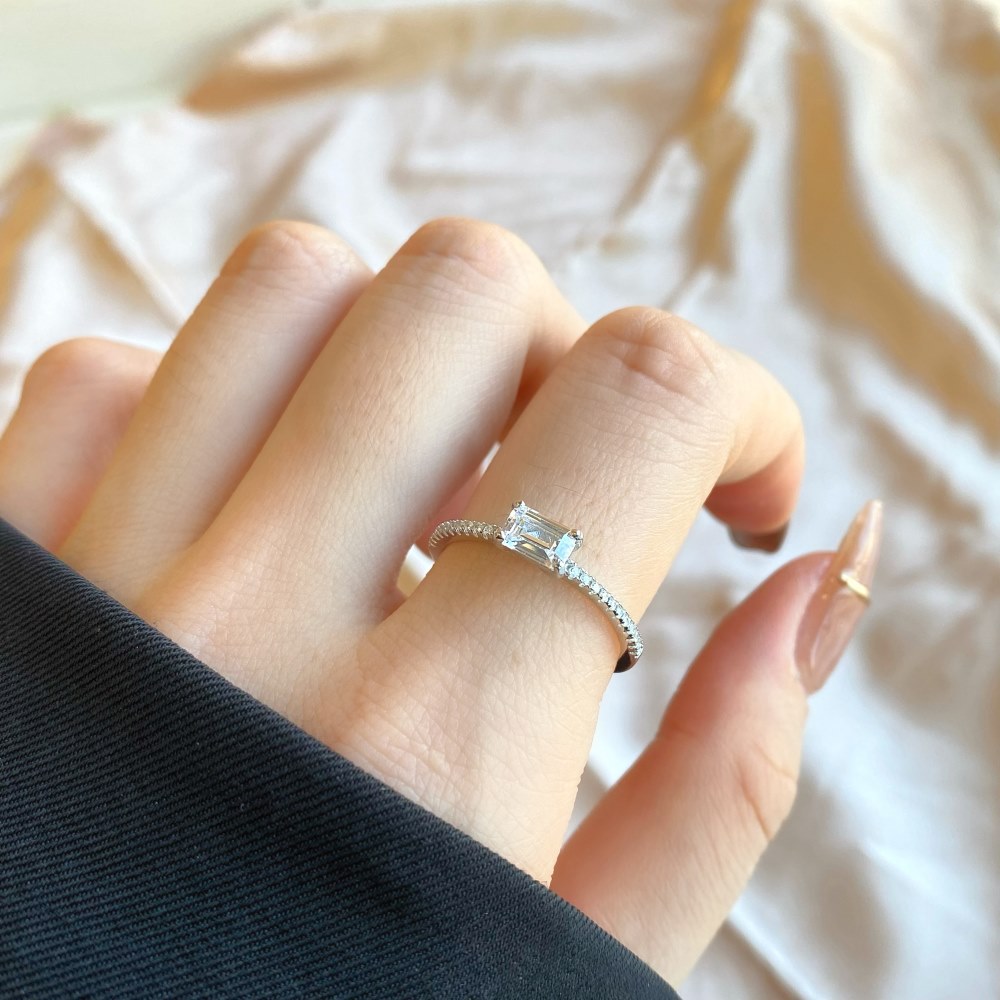 Fashion Square Sterling Silver Plating Inlay Zircon Rings 1 Piece