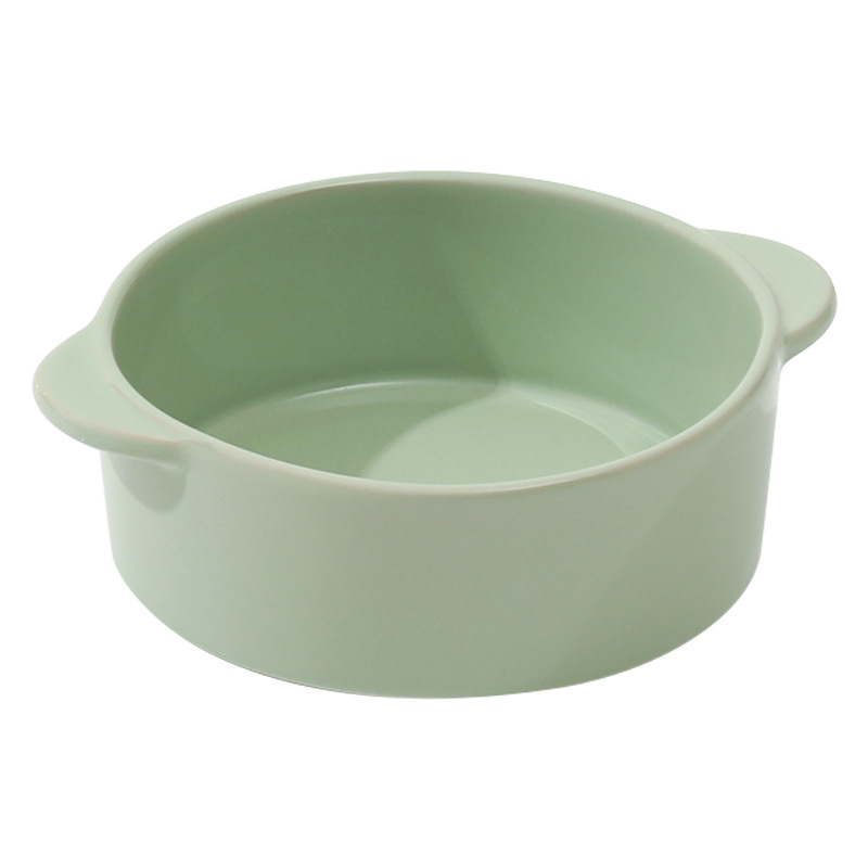 Cream simple doble oreja cerámica cubiertos domésticos platos de arroz bolos de fideos bolos de frutas bolos de ensalada bolos de sopa