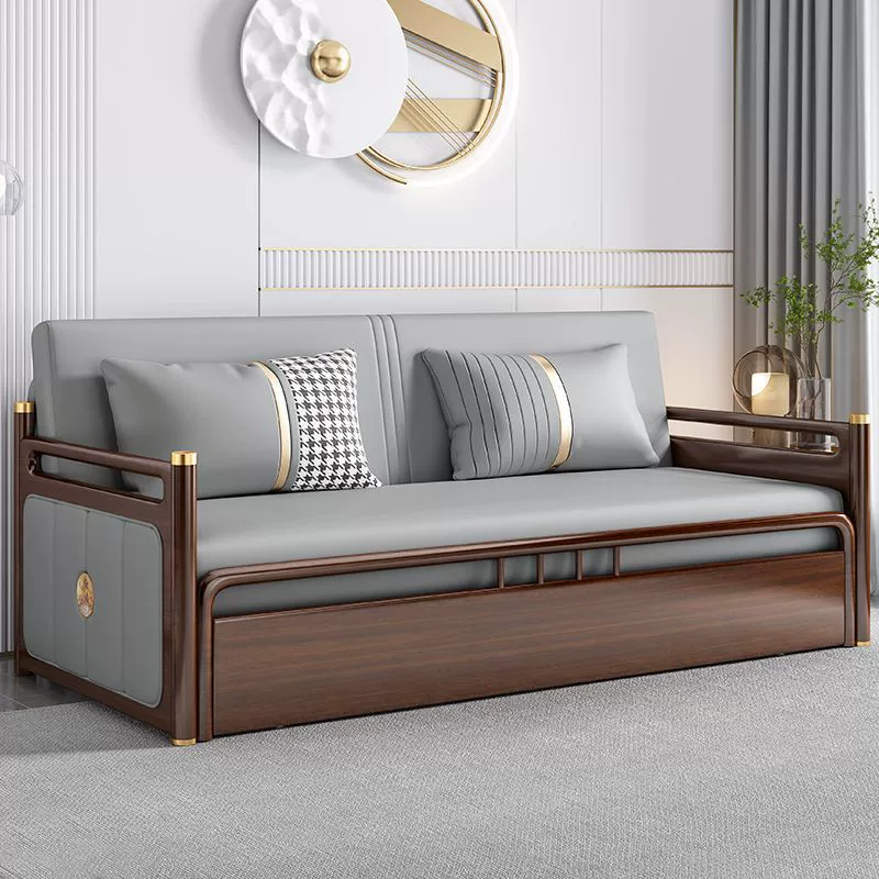 Диван-кровать из цельного дерева, двойной складной, двойного назначения, для гостиной, для маленькой квартиры, многофункциональная новая кровать в китайском стиле Luohan, новый стиль