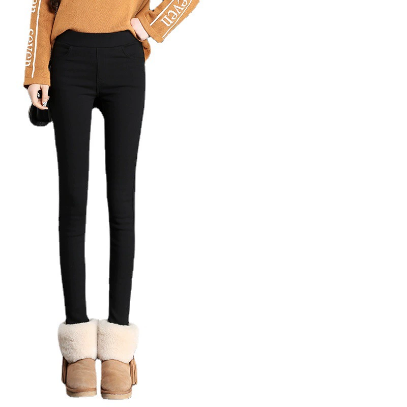 Fleece demi-season leggings, magic trousers, black pencil, new collection, increased thickness