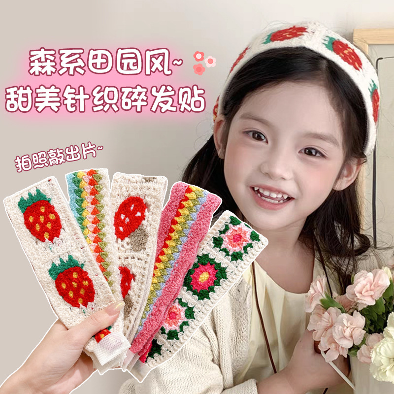 Otoño y invierno flores trituradas de punto Velcro cinta de cabello de alta calidad para mujeres frangeas acabado de cabello de artefacto de la niña bandas de cabello tocado