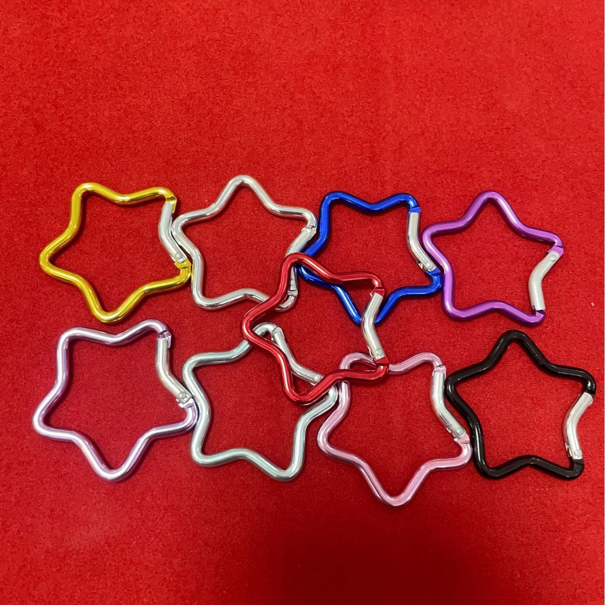 Five-Pointed Star-Shaped Carabiner Keychain Aluminum Alloy 4cm Carabiner Painted Colorful Star Steel Wire Carabiner