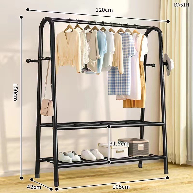 120CM 두께의 블랙 폴 더블 메쉬 수납 + 옷걸이