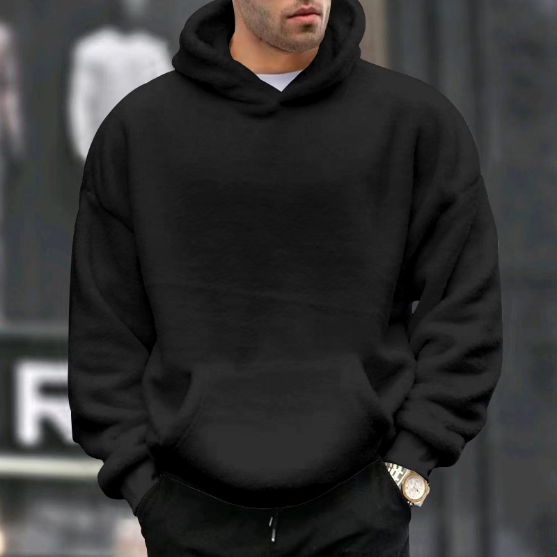Herren Winter Kapuzenpullover Aus Flanell Mit Lammwolle Gefüttert_voghion.com