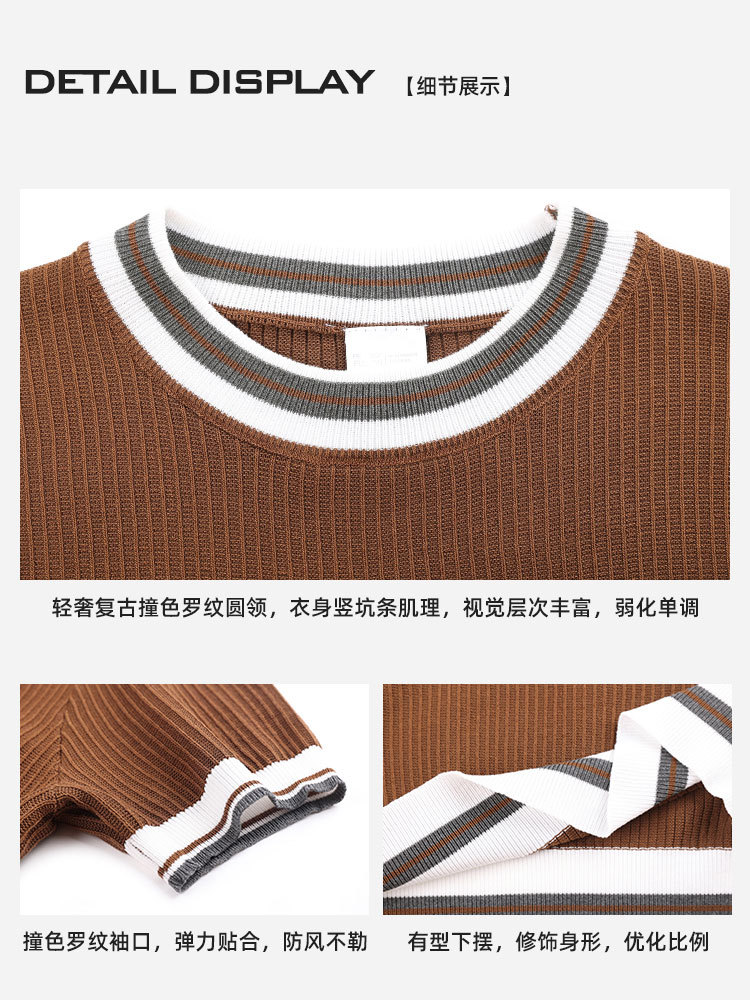 Cross-border viejo qianfeng hombre contraposición de tela de hielo costilla camiseta texturizada de manga corta ropa casual de hombre camiseta de verano