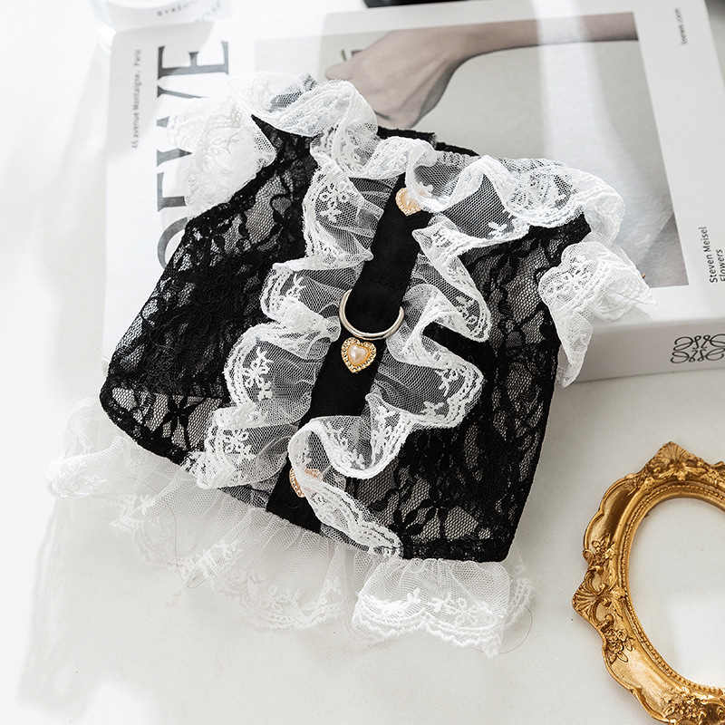 Primavera y verano sexy chaleco de tracción de encaje blanco y negro para perros pequeños y medianos gatos Teddy pet dog clothes