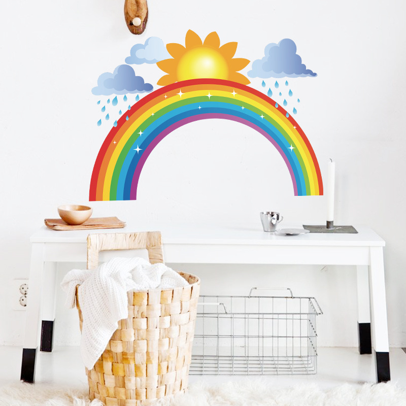 Rainbow Cloud Rain Sun Children's Wall Sticker display picture 4