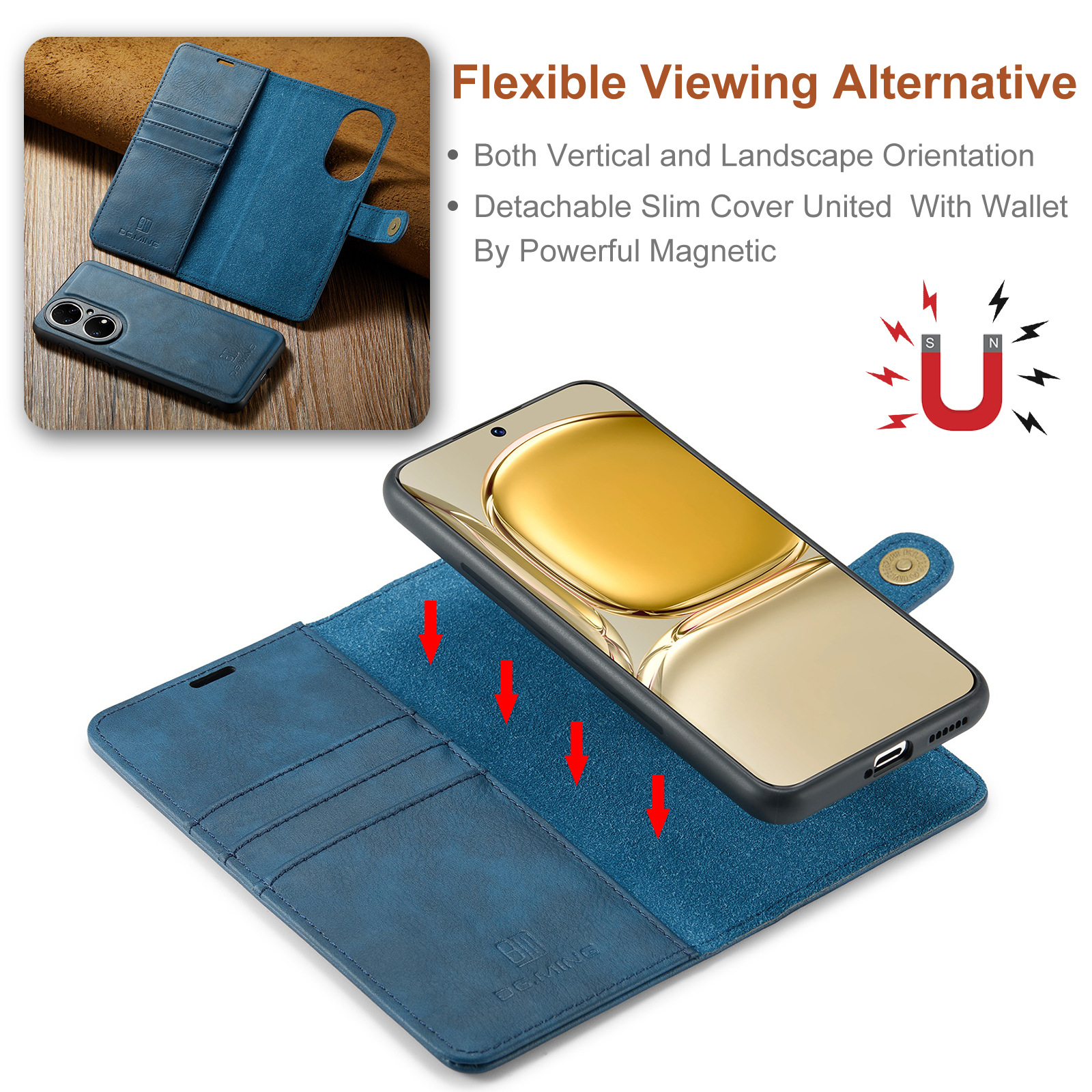 Magnetische Handyhülle Aus Leder Für Huawei P50 Und P50 Pro_voghion.com