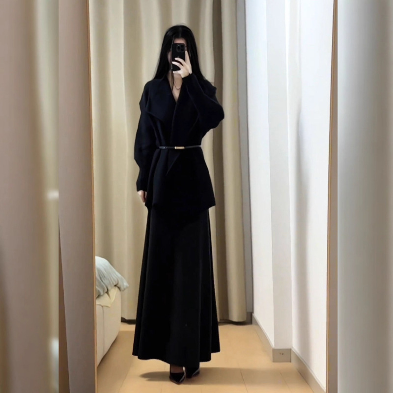 御姐通勤休闲套装女2025秋冬新款毛衣外套半身裙两件套高级感女装|undefined