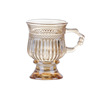 INS glass coffee cup milk cup breakfast cup retro amber afternoon tea cup with handle Micatite yogurt cup