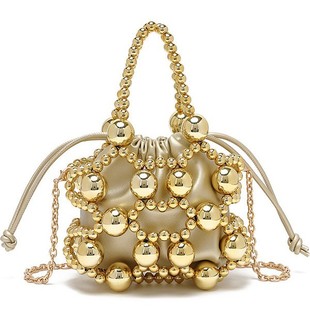 Cross-border new niche design exquisite hollow metal beaded woven bag 2025 new high-end portable diagonal bag