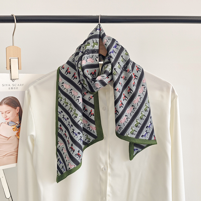 Junkhorse línea de bufandas de seda de temperamento retro con bufandas de correa flotante versátiles 2025 primavera y verano red nueva bufandas de cuello y collar