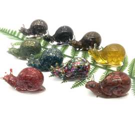 天然水晶碎石蜗牛树脂滴胶摆件办公室家居桌面工艺品摆件厂家批发