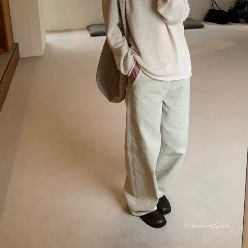 Fan Sun·Xh 2026 Spring New Korean Dongdaemun M*Ia Solid Color Slimming Straight Wide-Leg Jeans Long Pants
