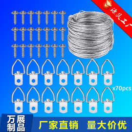 不锈钢图片悬挂套件 D形环图片挂钩带螺丝带电线 相框 艺术悬挂线