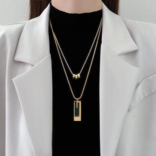 Double-Layer Chain Sweater Chain Autumn and Winter Long Necklace Women's Non-Fading Half Turtleneck Bottoming Accessories