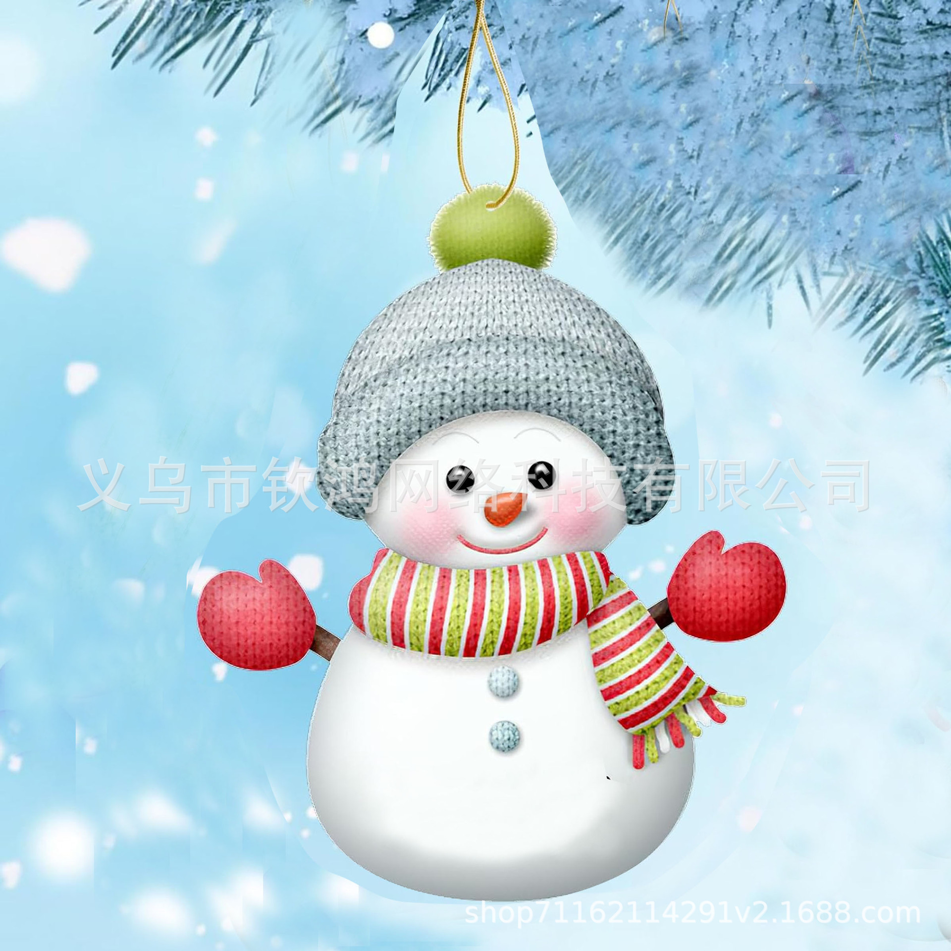 Personalidad transfronteriza muñeco de nieve de Navidad acrílico 2D plano colgante joyas de decoración de árbol de Navidad de fiesta familiar