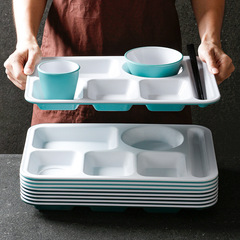 密胺餐具盤子分格餐盤學校食堂工廠自助打飯快餐盤商用六格多格盤